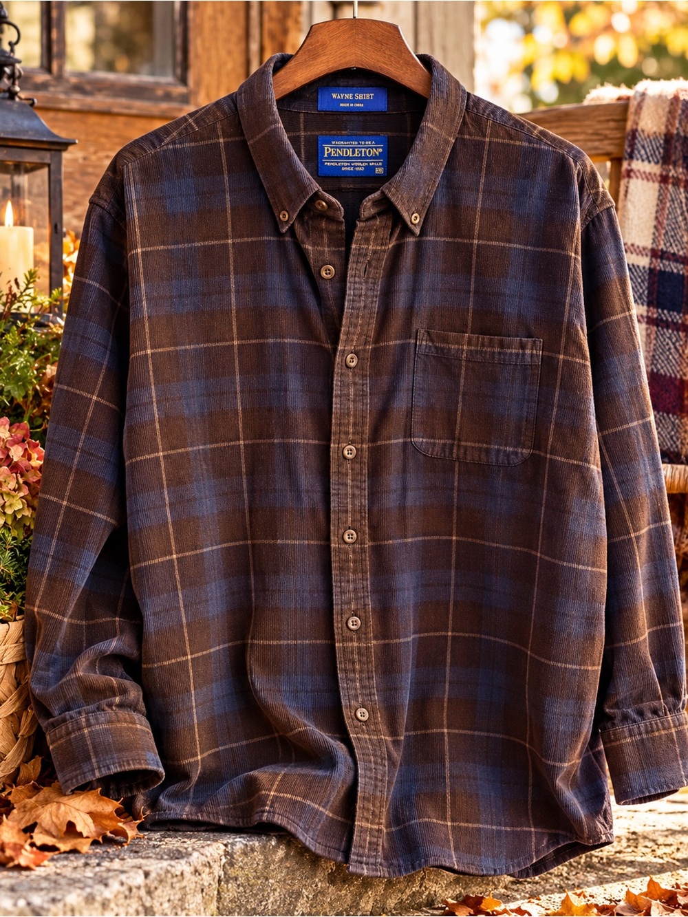Pendleton Wayne Men’s XXL Plaid Fine Corduroy Button-Down Shirt